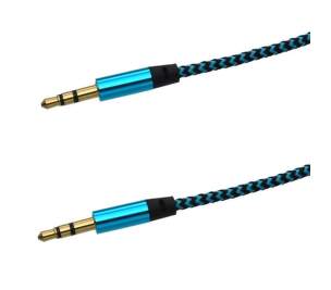 Mobilnet AUX kábel 3.5 mm jack / 3.5 mm jack 1 m , čierno-modrý