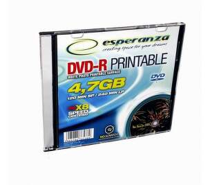 Esperanza DVD-R 4,7GB X16 Printable - Slim case, 1 ks