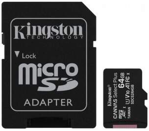Kingston microSDXC Canvas Select Plus 64 GB UHS-I U1 pamäťová karta + SD adaptér