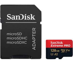 SanDisk Extreme PRO microSDXC 128 GB Class 10 U3 + SD adaptér