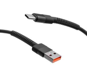 Mobilnet textilný kábel USB/USB-C 2 m čierny