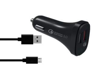 Winner 2 x USB QC 3.0 5,4 A čierna micro USB kábel autonabíjačka