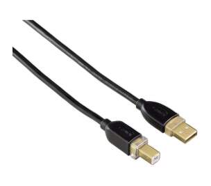 HAMA 46772 USB 2.0 kábel A-B 3m pozlátený, čierny
