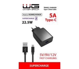 Winner USB SuperCharge 22,5 W 5 A čierna 1 m USB-C kábel sieťová nabíjačka