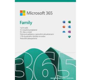 Kancelársky balík Microsoft 365 Family SK 2021 (1 ROK, 6 UŽÍVATEĽOV, 6x1TB CLOUD)