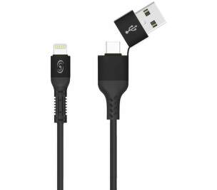 Fonex dátový kábel USB/USB-C/Lightning 10 W 1 m čierny