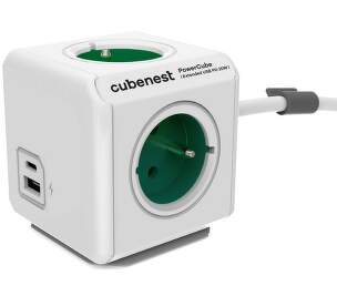 Cubenest PowerCube Extended USB PD 20W A+C 1,5m cable zelený