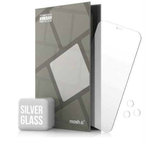 Tempered Glass Protector Zrkadlové ochranné sklo pre Apple iPhone 12 Pro Max + sklo na kameru strieborná