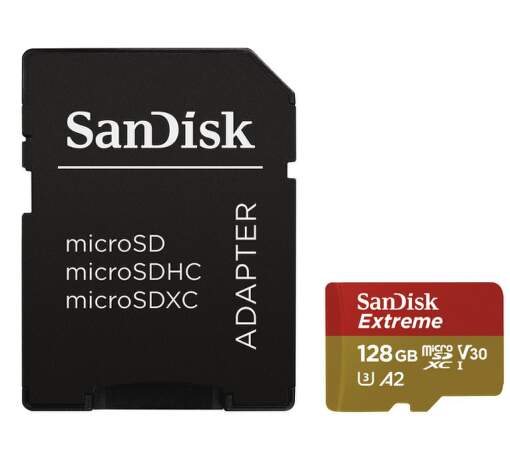 Sandisk Extreme microSDXC 128 GB Class 10 U3 UHS-I + SD adaptér