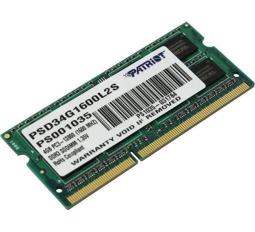 Patriot PSD34G1600L2S DDR3L 1x 4 GB 1600 MHz CL11 1,35 V