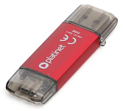 Platinet Pendrive 32GB USB 3.0 + Typ C červený