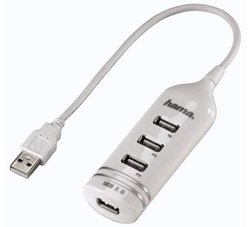 Hama 39788 USB 2.0 hub 1:4 biely