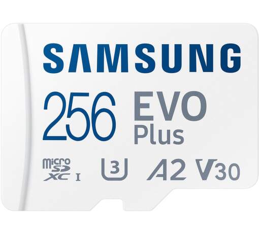 Samsung EVO Plus microSDXC 256 GB Class 10 U3 A2 UHS-I V30 + SD adaptér ...